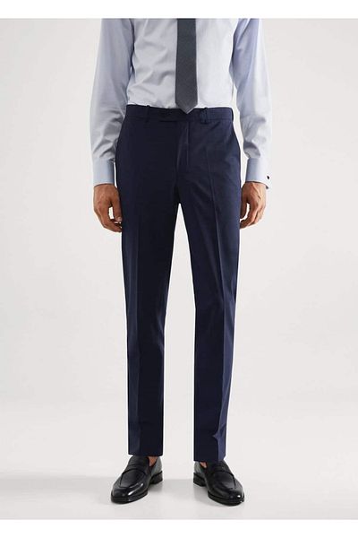 MANGO Man Παντελόνι από ύφασμα με καρό Slim Fit