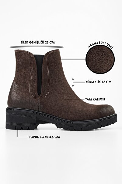 Shoeberry Γυναικείες καθημερινές μπότες Neylan Brown από γνήσιο δέρμα καστόρι