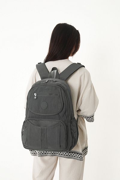 YOGII Makra Model Unisex Waterproof Crinkle Fabric Multi-Compartment Laptop School and Backpack