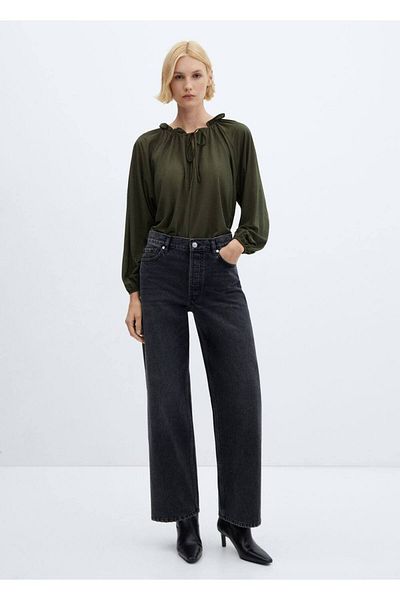 MANGO Woman Bluză cu mâneci pepene verde