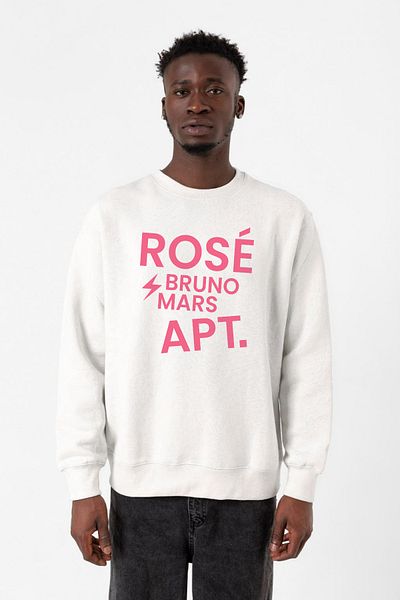 Tshirthane BLACKPINK ROSE BRUNO MARS APT Λευκό ανδρικό φούτερ 2 κορδονιών
