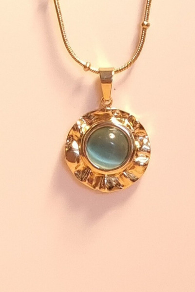 ayışığı Steel Turquoise Stone Necklace