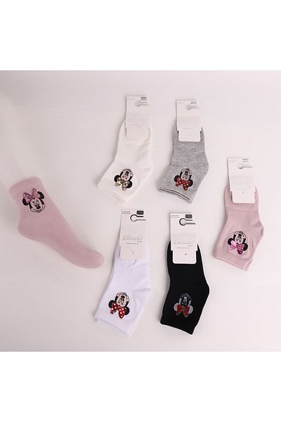 ekinoks socks Памучни чорапи за момичета с принт на Мики Маус от 2 бр. (ЦЕНАТА Е ЗА 2 БРОЯ)