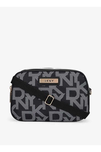 Dkny Logo Print Crossbody Bag with Detachable Strap and Zip Closure