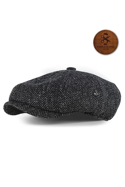 KARNAS ŞAPKA Dark Grey Black Stripes Wool Spoon Winter Fabric Helmet Hat (Sweatproof Satin Lining)