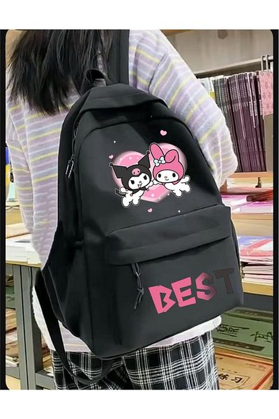 weywot Kuromi Best My Melody Printed Backpack with Water Bottle Compartment