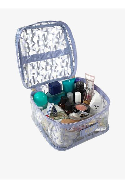 Dkny Monogram Print Vanity Bag with Zip Closure and Handle
