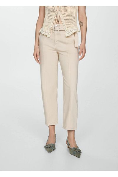 MANGO Woman Pantaloni de jeans cu talie întoarsă
