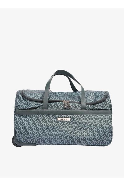 Dkny Printed Duffle Bag with Zip Closure and Retractable Handle