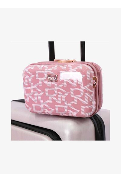 Dkny Monogram Print Hardcase Utility Bag with Zip Closure