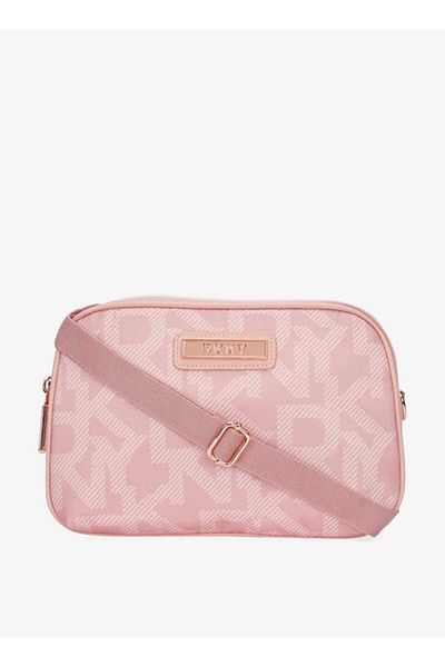 Dkny Logo Print Crossbody Bag with Detachable Strap and Zip Closure