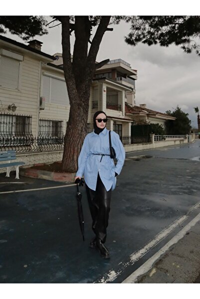 QANU Синя сорочка в смужку Oversize