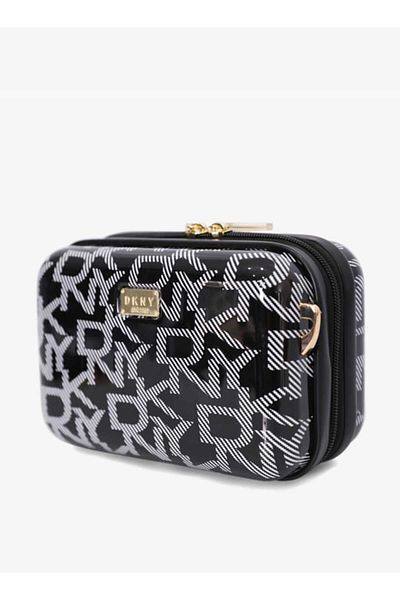 Dkny Monogram Print Hardcase Utility Bag with Zip Closure