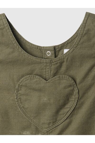 GAP Kız Bebek Haki Kadife Elbise