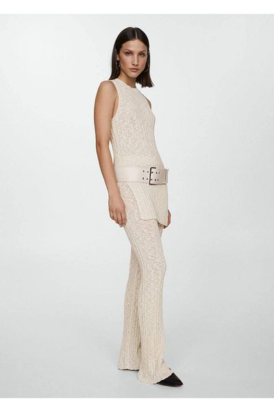 MANGO Woman Ribbed Knitwear Flared Trousers