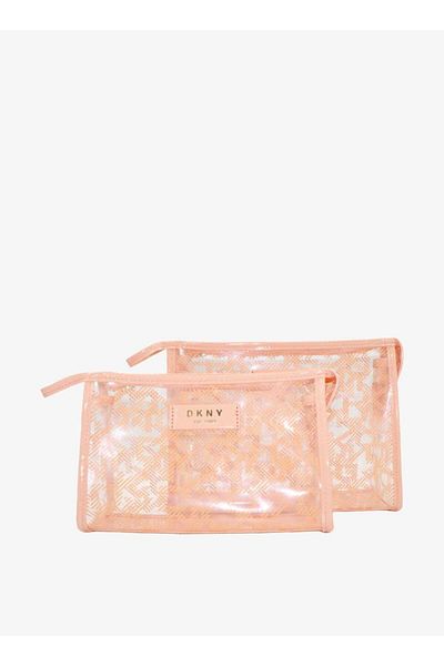 Dkny Monogram Print Pouch with Zip Closure - Set of 2