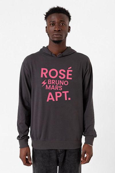 Tshirthane Ανδρικό φούτερ με κουκούλα BLACKPINK ROSE BRUNO MARS APT Καπνιστό 2ip