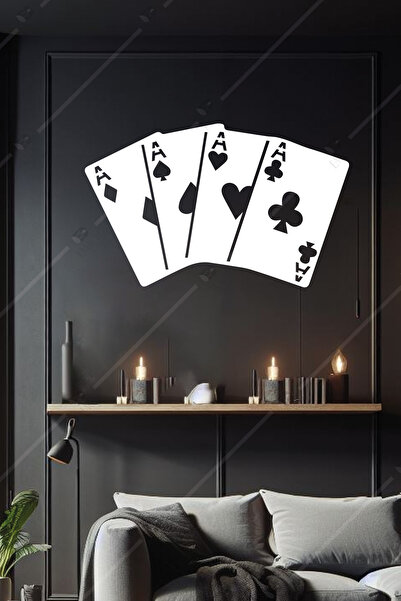 Emach Dizayn 4 As iskambil Poker Oyun Kartları Duvar Süsü Dekoru Duvar Tablosu