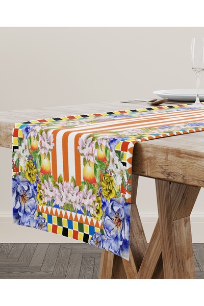 Dosh Runner - TOSKANA - % 100 PAMUK - Baskılı Runner - 40 X 200 Cm
