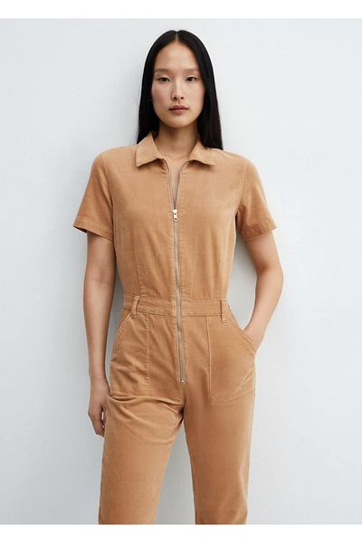 MANGO Woman Κοτλέ φόρμες με φερμουάρ