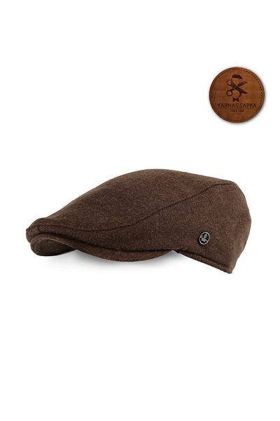 KARNAS ŞAPKA Brown Wool Cotton Winter Fabric Helmet Hat (Slip-Proof Satin Liner)