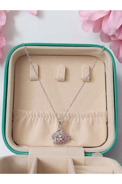 Violetta Jewelry Zircon Stone Swan Steel Necklace