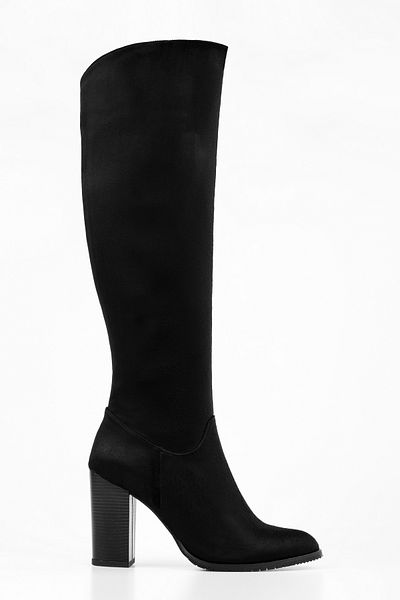 Shoeberry Γυναικείες μπότες Jila Black Suede με τακούνι Black Suede