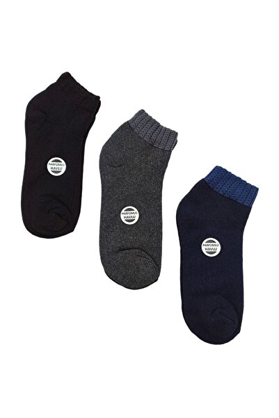 AXE SPORTSWEAR Дамски зимни цветни чорапи тип „половин хавлиени ботуши“, комплект от 3 чифта