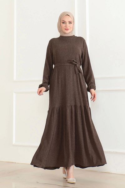 Nevayla Moda Katya Fabric Seasonal Dress / E0120 - Brown