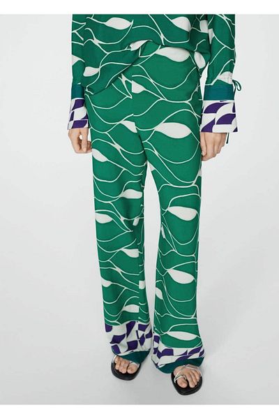 MANGO Woman Patterned trousers with straight cut
