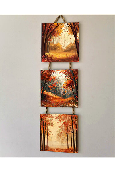 Bilge Lazer Otantik Hediyelik Dekoratif 3 Lü kombin manzara tablo halat detaylı