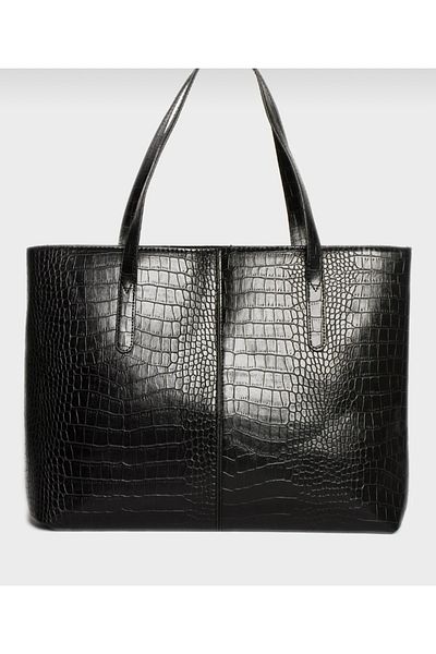 Zeynep Ceyda Koçak Servietă de dimensiuni mari cu model de crocodil pentru femei, geantă pentru laptop și umăr