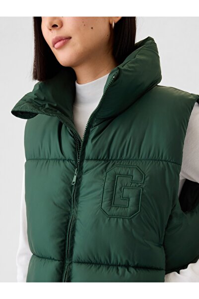 GAP KadınGap Logo Geri Dönüştürülmüş Crop Puffer Şişme Yelek
