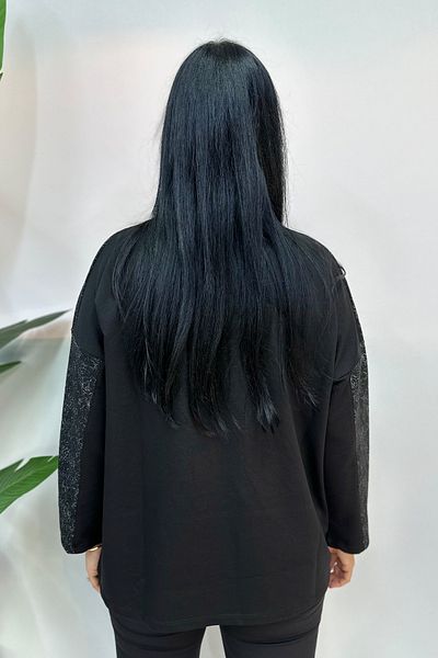 GÖKSEL 3D Spider Printed Large Size Sweat - Black