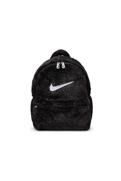 Nike Faux Fur Backpack 11 Litre Mini Sırt Çantası Peluş Okul Çantası Siyah