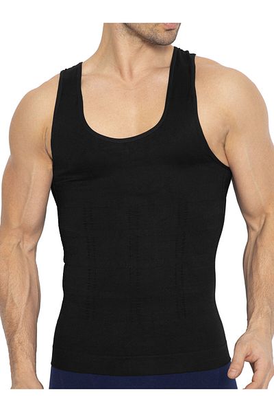 elilom Black Men's Corset Shapewear Athlete Belly and Chest Toning Upright Posture Firming Fit