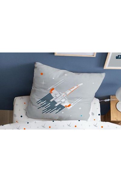 Zorluteks Star Wars Written Διπλής Όψης Τετράγωνη 100% Βαμβακερή Διακοσμητική Μαξιλαροθήκη Σετ 2 63x63 εκ.