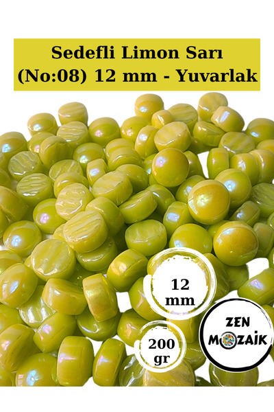 Zen Mozaik Sanatsal Mozaik Çalışmalarınız için 12 x12 mm - Sedefli Yuvarlak C...