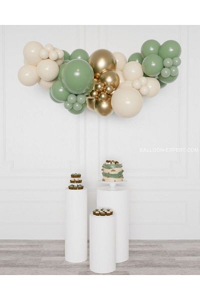 Parti Setim Set of Balloon Chains in the 50's Gold / Mildew Green / Sea Sand Beige