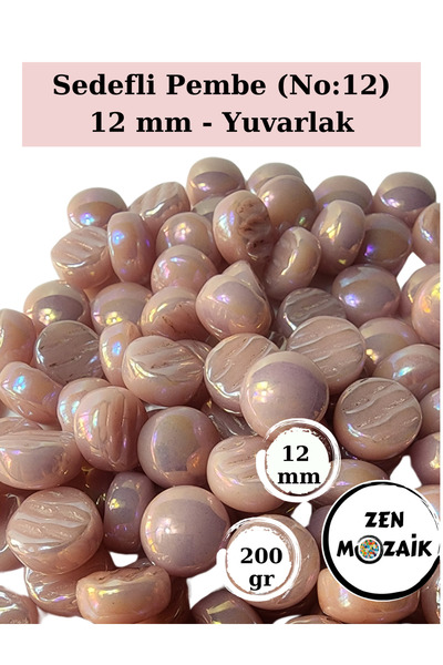 Zen Mozaik Sanatsal Mozaik Çalışmalarınız için 12 x12 mm - Sedefli Yuvarlak C...