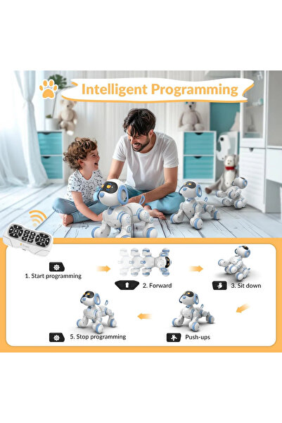 Genel Markalar Uzaktan Kumandalı Şarjlı Çok Fonksiyonlu Eğitici ve Öğretici İnteraktif Akıllı Robot Köpek