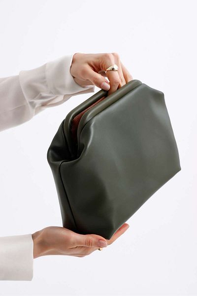 HEYBE'S Pochetă de damă din piele artificială verde kaki