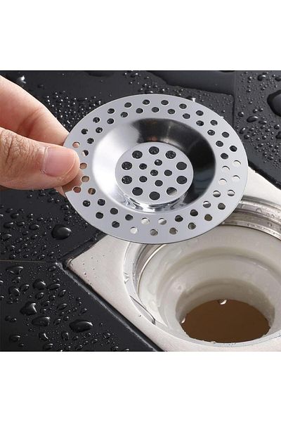 optana 1 Pcs Stainless Metal Round Kitchen Sink Drain Strainer, Bathroom Sink Hole Garbage Stopper Hair Tu