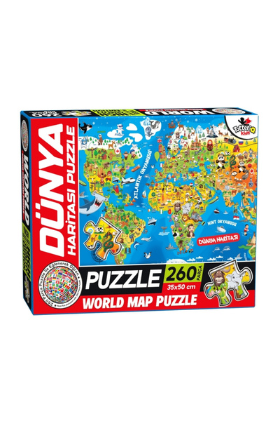 TOTTERİQ 260 Parça Dünya Haritası Puzzle eğitici yapboz