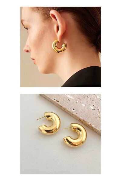 Eva Rose V.İ.P Trend Kadın Halka Küpe Yarım Ay Küpe Bombeli Küpe Dalgalı Küpe kalın halka küpe damla küpe