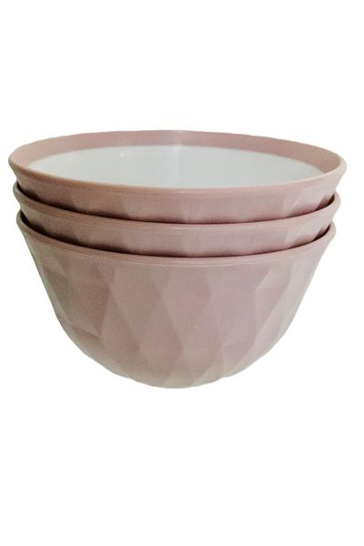 HOBBY LİFE Prism Set of 3 - Round Bowl, 0.5 L, Pink