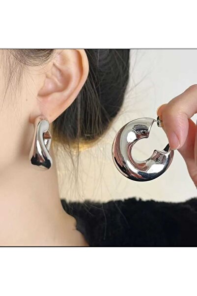 Eva Rose V.İ.P Trend Kadın Halka Küpe Yarım Ay Küpe Bombeli Küpe Dalgalı Küpe kalın halka küpe damla küpe