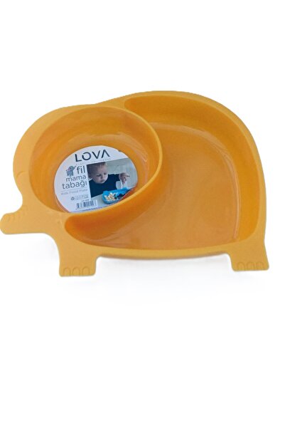 Lova طبق طعام على شكل فيل وبرتقالي