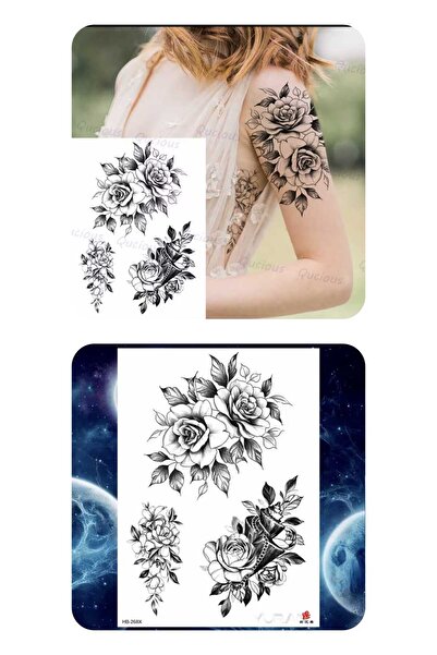 Eva Rose Çicek Model Göğüs Altı Tribal Kol Bacak Göbek Bel Bölgesi Sırt Vücut Geçici Dövme Tattoo