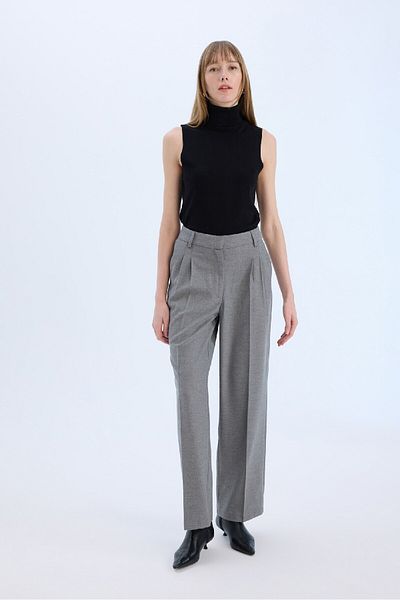 DeFacto High Waist Wide Leg Collet Flannel Trousers - E6115Ax24Wn